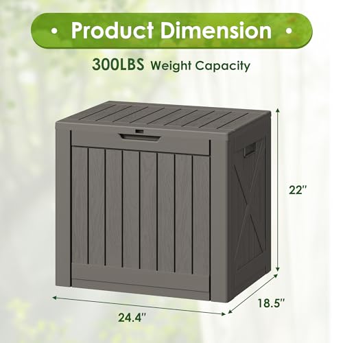 Image of Greesum 40 Gallon Outdoor Deck Box, Resin Storage Chest, Dark Brown
