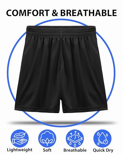 BEARAE Boys Athletic Shorts, Quick Dry Youth Basketball Shorts with Pockets Elastic Waistband, Sport Cargo Short Activewear2