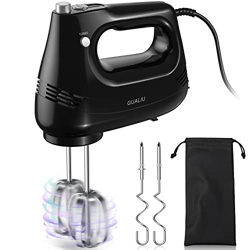 Elektrischer Handmixer mit Edelstahl-Schneebesen Knethaken elektrischer Handrührer Turbo Boost /5 Geschwindigkeiten Handmixer zum Backen von Kuchen Eiern Sahne Mixer
