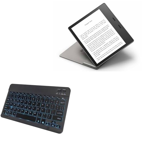 BoxWave Keyboard Compatible with Amazon Kindle Oasis (3rd Gen 2019) - SlimKeys Bluetooth Keyboard - with Backlight, Portable Slim LED 7 Colors - Jet Black