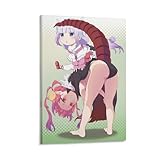 Miss Kobayashi's Dragon Maid Anime Sexy Girl Ilulu Kanna Kawaii KannaWall Art Posters For Room Aesthetic Poster For Bedroom Living Room Bathroom Kitchen Office Decor 16x24inch(40x60cm)Frame-style