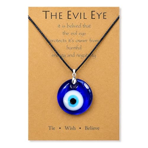 Long tiantian Evil Eye Necklace for Women Evil Eye Pendant Necklace Leather Rope Glass Inspirational Jewelry Birthday Gifts