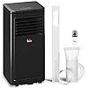 HOMCOM Portable Air Conditioner 8000 BTU, 3-in-1 Mobile AC Unit with Cooling, Dehumidifier, Fan, Remote Control, 24-Hour Timer, Window Mount Kit, 344 sq. ft, Black