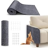 78.7"X15.8" Cat Scratching Mat, Self-Adhesive Cat Scratch Carpet, DIY Cats Scratch Furniture Protector for Couch, Sofa, Wall & Door, Durable Furniture Guards Couch Scratcher from Cats Claws, Dark Grey