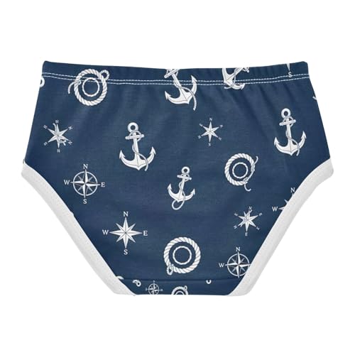 White Anchors Navy Blue Girl Underwear, Toddler Briefs, Girls Cotton Underwear, 2–8 Years2