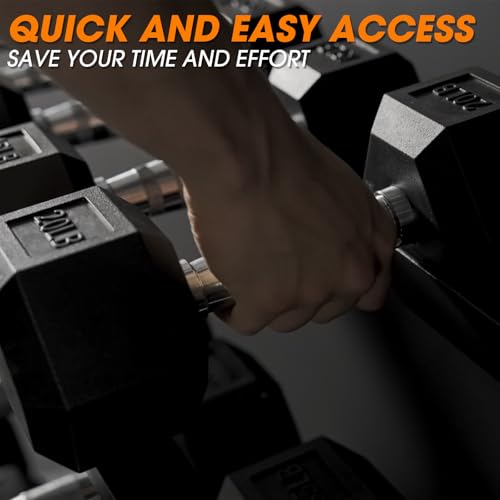 Image of Mikolo Dumbbell Sets with Rack, Rubber Hex Dumbbells, Multiple Choices in 160 /200 /380 /450 /550LB, Hand Weights with Chrome Handle for Strength Training