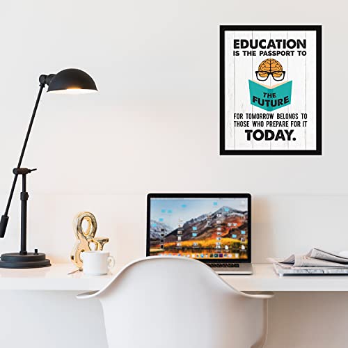 Chaka Chaundh - Educational Quotes Wall Frames - Educational Quote Frames - School wall decoration - College wall decor - (13.5 X 10.5 Inches) (Education is the Passport - White)