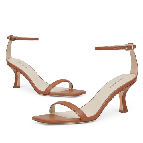 Image of Modatope Womens Heeled Sandals Square Open Toe Kitten Heel Ankle Strap Heels for Women Daily Party Wedding Wear