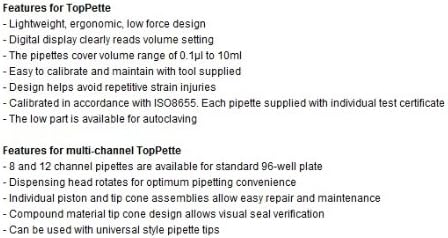 Gowe® 8-Channel Adjustable Toppette Pipettor 0.5-10ul, 0.1μl