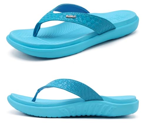 Image of KuaiLu Womens Flip Flops Arch Support Yoga Mat Cushioned Thong Sandals | Ladies Comfortable Walking Slides For Plantar Fasciitis Slip On Indoor Outdoor For Summer