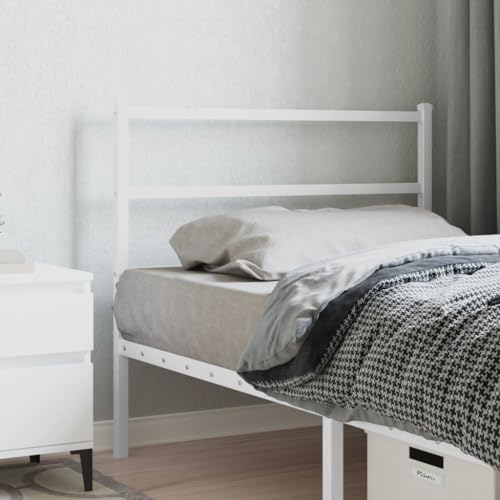 Homgoday Tête de lit classique en acier blanc, robuste et stable, compatible avec lits à tubes carrés, dimensions 105 x 3 x 90 cm, montage requis
