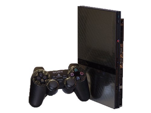 Black Carbon Fiber - Vinyl Decal Mod Skin Kit by System Skins - Compatible with PlayStation 2 Slim Console