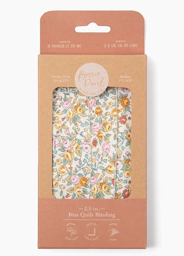 2.5 inch Wide Bias Quilt Binding, Premium Cotton, 8 Yards, Extra Wide bias Tape, Quilting, Sewing, Boho Floral, Fabric Tape, Sewing notions Tools, Seam Binding, Blanket, (Bouquet in Summer)