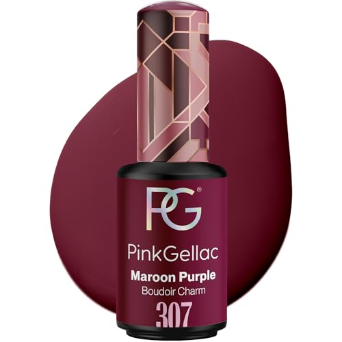 Pink Gellac Gel Nagellack UV - 307 Maroon Purple 8 ml - Gelnagellack für UV Lampe - Lila - Einfache Anwendung Nail Polish für 14 Tage Salonqualität - Veganer Gellack Made in Holland