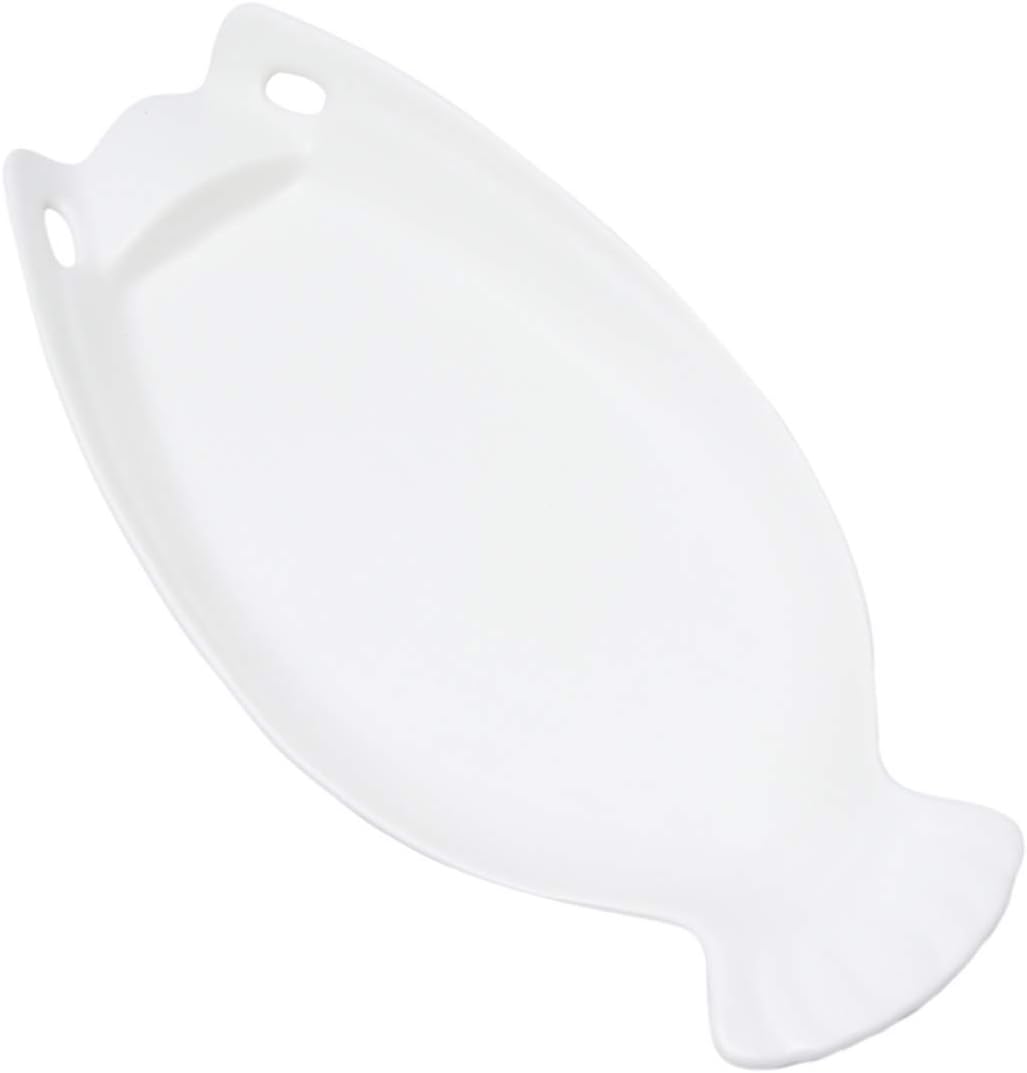 White Serving Platters 14 Inches Fish Platter Serving Platters Dinner Plates Porcelain Serving Trays for Meat Appetizers Dessert (White) Fruit Tray Platter