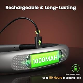 Glocusent Lampada da Lettura, LED luce del libro, Ricaricabile, 3 Colori, 6 Livelli di luminosità, Bracci pieghevoli, mani libere, Perfetta per Tejer, Estudiar, Dormir, Viajar