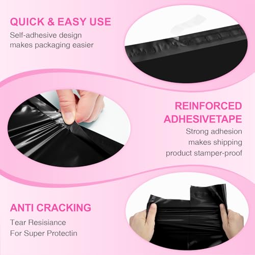 Image of Metronic Poly mailers 12x15.5'' 500pcs with 4x6 Thermal Labels 500 Labels Bulk, Strong Adhensive Shipping Bags for Clothing,Waterproof Shipping Envelopes Mailing Bags for Small Business,Black