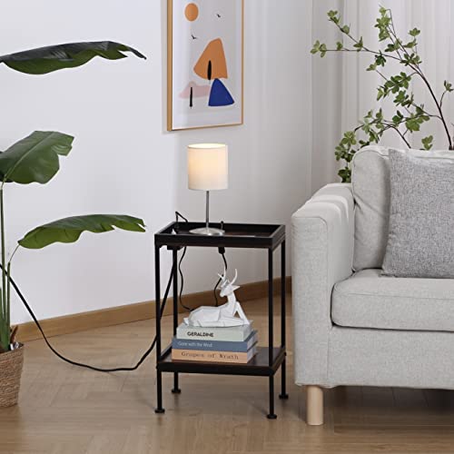 Giopaco Small End Table With Charging Station And Usb Ports, Small Side Table Nightstand With 2-Layer Storage Shelves For Small Spaces, Living Room, Bedroom, Rustic Brown (1) #TOP6