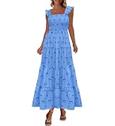 PRETTYGARDEN Women's 2025 Floral Maxi Sundress Smocked Tank Dress Sleeveless Ruffle Summer Tiered...