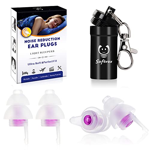 Small Ear Plugs for Noise Cancelling, Reusable Earplugs, Sound Blocking Sleeping Soft Silicone Noise Reduction Ear Plugs for Sleeping, Snoring, Loud Noise, Travel
