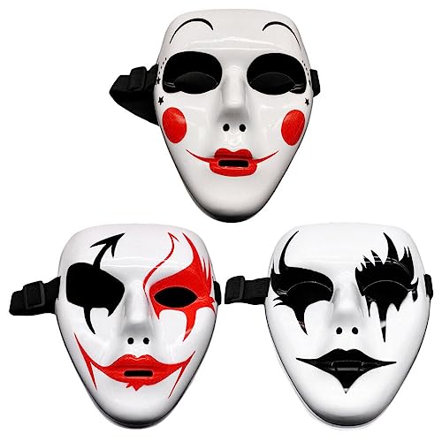 TOYANDONA 3pcs Party Mask Jester Costume Creepy Mask Full Face Mask Costume Cosplay Prop Costume Masks Fancy Dress Masks Diy White Prom Decor Role Play Outfits Halloween Plastic Grim Reaper
