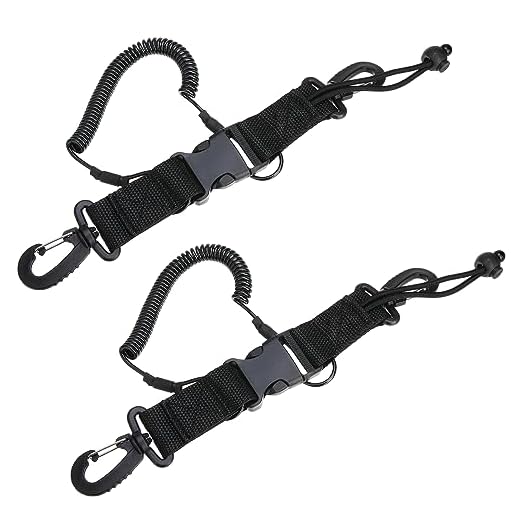 Jortmrd 2 Piezas Cuerda de Seguridad para Cámara de Buceo, Cordón de Resorte de Buceo con MosquetóN y Hebilla de Liberación Elástico Espiral Cuerda Seguridad Buceo Accesorio para Deportiva De Buceo