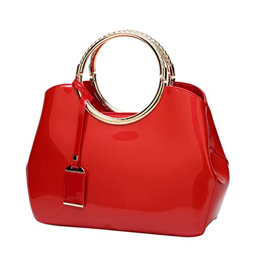 LENXH Women'S Shoulder Bag Solid Color Handbag Bright Leather Messenger Bag Simple Bag