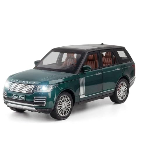 Image of 1 /24 Big Range Rover REFENDER Toy Car Metal Pull Back Diecast Car with Openable Door and Sound Light, Gifts Toys for Kids (Green)