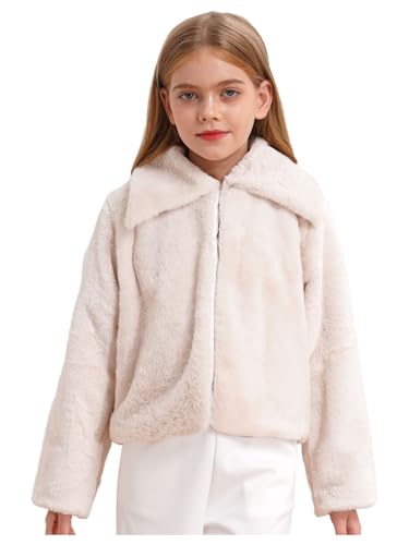 Girls Open Front Cardigan Jacket Faux Fur Warm Outerwear Winter Party Dress Coat3