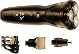 3-in-1 Electric Razor for Men: IPX7 Waterproof Razors for Men, USB-C Rechargeable Electric Shavers for Men - 4D Floating Blades, Wet or Dry (Black)