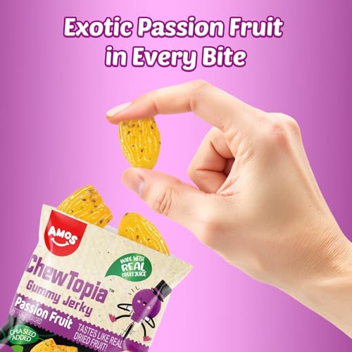 Amos ChewTopia Passion Fruit Gummy Jerky – Vegan Chewy Fruit Snack, Tropical Passion Fruit Flavor, Soft & Chewy Candy, 8.47oz Box (Approx. 9 Shareable Packs) – Perfect Easter Treat - Thumbnail 6