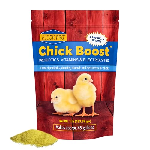 Flock PRO Chick Boost Probiotic - Probiotics, Vitamins, Minerals and Electrolytes for Chickens | Chicken Vitamins and Supplements for All Poultry - 1lb