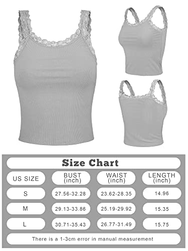 Sintege 3 Pcs Women's Lace Patchwork Tank Top Lace Camisole Tank Sleeveless Cami Crop Lacework Trim Y2k Tops3