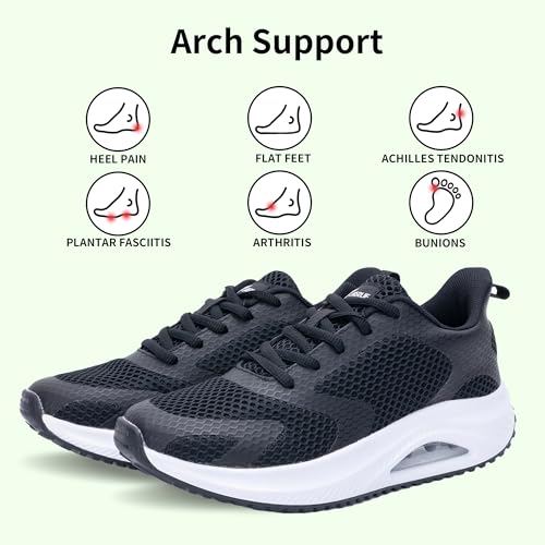 SURRAY Womens Walking Shoes with Arch Support, Plantar Fasciitis Comfortable Orthotic Tennis Sneakers Breathable for Foot and Heel Pain Relief US Size 6-112
