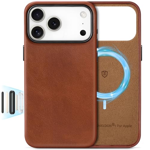 Image of SHIELDON Genuine Leather Case for iPhone 17 Pro Max 6.9 inch 2025, Retro Brown