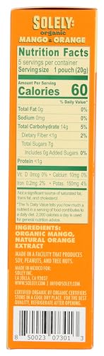 Image of SOLELY - Organic Mango & Orange Whole Fruit Gummies (Pack of 2 Box, 5 Bags per Box) - Real Fresh Fruit - Healthy Snacks for Adults & Kids - Non GMO, Vegan Snacks, Shelf Stable - 5 Bags (3.5 oz)