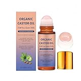 Bio-Rizinusöl mit Rosenquarz-Roller, Organic Castor Oil Rose Quartz Roller Ball,Bio-Rizinusöl-Roll-on, Rizinusöl Bio Haare, Wimpern, Augenbrauen, Haut, für alle Hauttypen geeignet