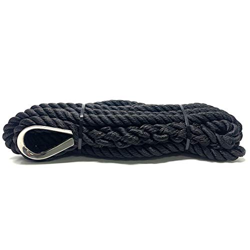 Ligne d'amarrage noire 14 mm x 8 m Osculati pour bateau