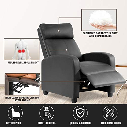 Fdw Recliner Chair Recliner Sofa With Pu Leather Padded Seat Backrest For Living Room Massage Recliner Sofa Reading Chair Winback Single Sofa Home Theater Seating Modern Reclining Chair #TOP3