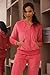 Pink Sweat Suit for Women Fashion Long Sleeve 2 Pieces Outfit Cozy Zip Up Jacket and Sweatpants Velvet Jogger Sets Coral XX-Large