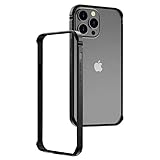 Smorniy iPhone14 用バンパー，iPhone13/13pro 用バンパー， アルミバンパー レンズ保護 耐衝撃 ストラップホール付き [アルミ+シリコン 二重構造] 軽量 一体感 ボタン保護 アイフォン14/13/13proケース，アイフォン14用アルミバンパー おしゃれ (iphone14/ iPhone13/ iphone13 pro, ブラック)