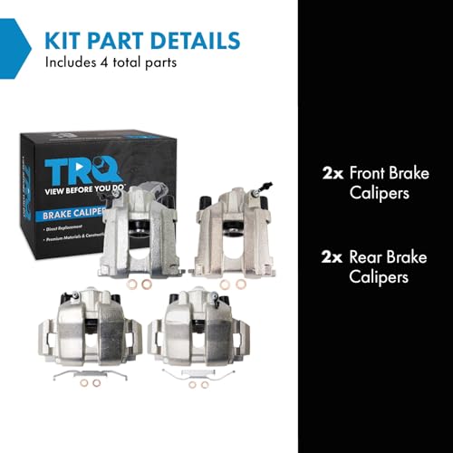 Image of TRQ Front and Rear Brake Caliper Set Zinc Coated Brackets Compatible with 2005-2008 Ford Escape 2005-2008 Mercury Mariner