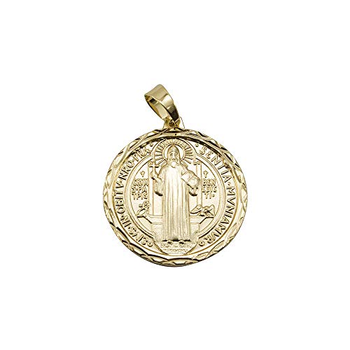 Medalha São Bento Com Corrente Elo Baiano 2mm e 60cm Folheado a Ouro 18k