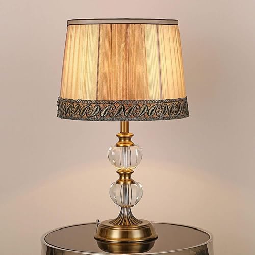 Luminaire contemporain en cristal et tissu avec socle métallique vintage