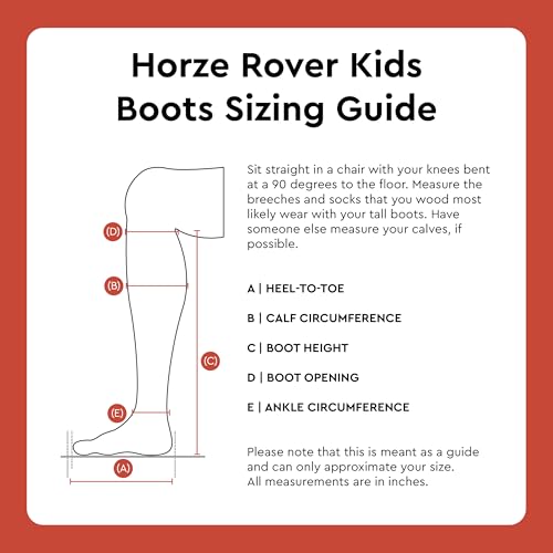 HORZE Rover Kids Horse Riding Boots, Tall Black Equestrian Boots for Girls and Boys, English Horseback Riding Footwear, Rear Zipper, Youth Riding Apparel, Long Shaft Design for Stable and Competition