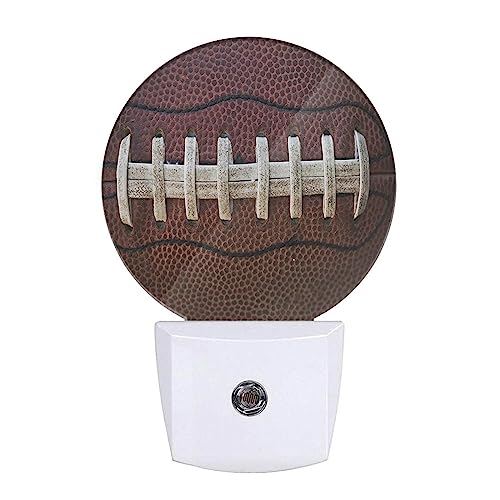Image of Night Lights Plug into Wall American Football Laces Close Up Night Light Dusk to Dawn Sensor LED Lighting for Bedroom Bathroom Living Room, 0.5W Sleep Friendly