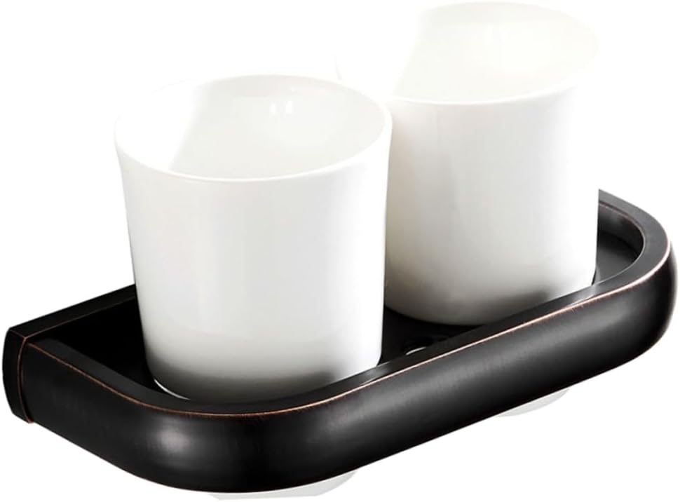 Amosfun Toothbrush Cup Holder Wall-Mounted Toothbrush Cup Rack Bathroom Accessory