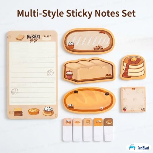 Image of FunBlast 11 Sheets /440 Sticky Notes - Cute Kawaii Sticky Notes, Sticky Pad for Study, Point It Marker Stationery Items, Self-Adhesive Memo Pad, Planners and Memo Sticker (DL)