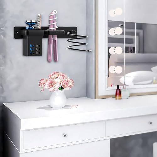 Support mural pour sèche-cheveux et accessoires de bain sans perçage - 6