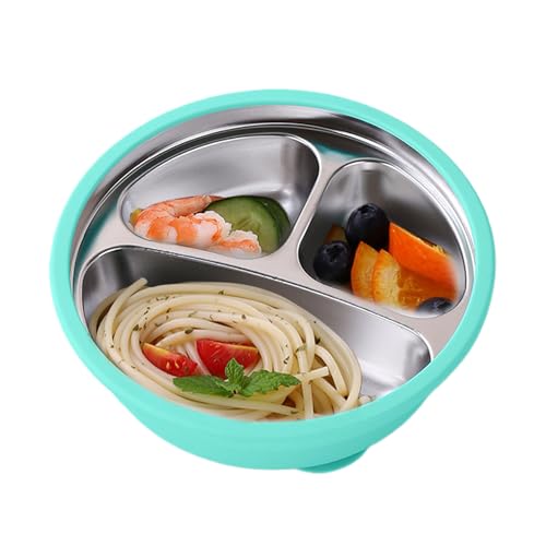 Assiette Ventouse Bébé - Bol Acier Inoxydable, Alimentation Tout-Petit | Compartimenté Ustensile Avâ€¦ – Vignette